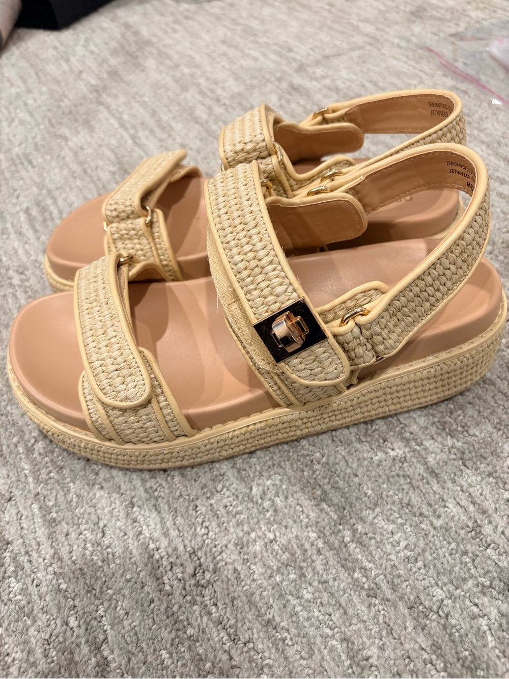 Dream Pairs Raffia Woven Platform Sandals Beige Size 8.5 - Picture 4 of 9
